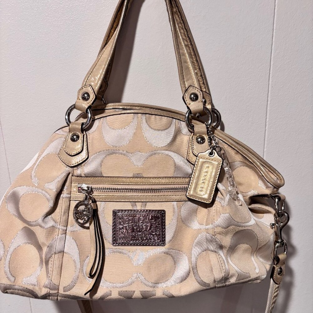 Coach Poppy Rocker Satchel in Signature Canvas with Metallic